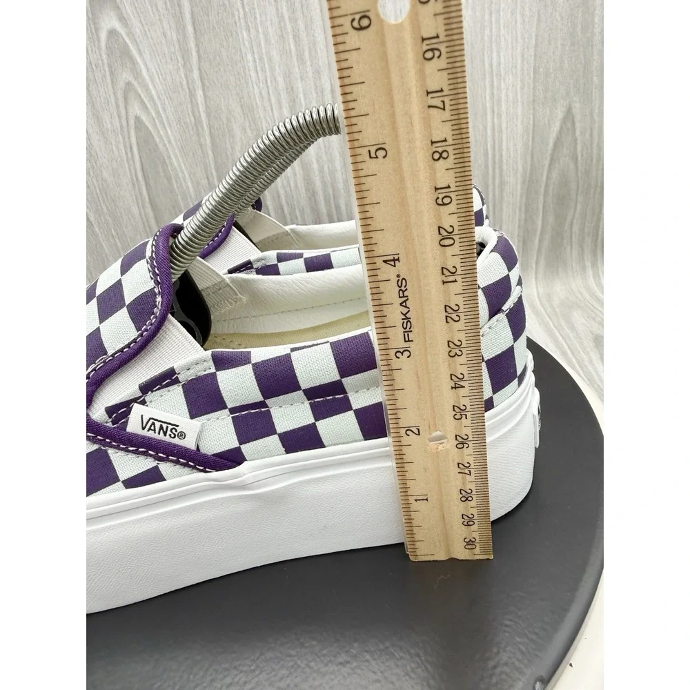 Vans Classic Slip On Stackform Checkerboard Womens 7 Purple Gray Platform Shoes